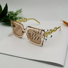 Load image into Gallery viewer, Large Square For Women Luxury Chain Temple Fashion Mirrored Sun Shades For Vacation Beach Party
