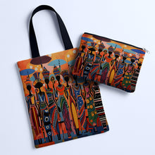 Load image into Gallery viewer, 2pcs African Ethnic Pattern Tote Bag Set, Includes Large Capacity Tote Bag and Coin Purse Two-Piece Set. Multifunctional Travel Shopping Shoulder Bag and Makeup Bag, Suitable for Travel, Shopping, and Commuting
