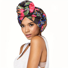 Load image into Gallery viewer, Awegeo Luxury Shower Cap for Women - Unscented, Hand-Tied Knot, Fashionable African Print Turban - Versatile for Daily Use, Comfortable &amp; Breathable High-Quality Head Wrap (1-Pack)
