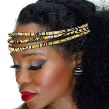 Load image into Gallery viewer, African Wax Print Headband Colorful Kente 3 Strand Vibrant Afrocentric Headband Headwrap Handmade Accessory WYB599
