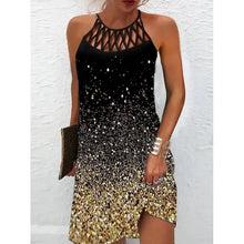 Load image into Gallery viewer, Summer Women's Dress O-neck Hollow Design Sense Halter Neck Fashion Printed Vacation Beach Hot Girl Mini Skirt
