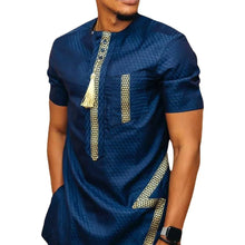 Load image into Gallery viewer, 2026 Men's Summer African T-Shirt Fashion Neck Print Short Sleeve Tee Africa Dashiki Simple Casual National Style T-Shirt Male
