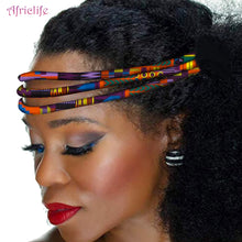 Load image into Gallery viewer, African Wax Print Headband Colorful Kente 3 Strand Vibrant Afrocentric Headband Headwrap Handmade Accessory WYB599

