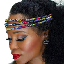 Load image into Gallery viewer, African Wax Print Headband Colorful Kente 3 Strand Vibrant Afrocentric Headband Headwrap Handmade Accessory WYB599
