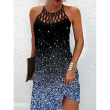Load image into Gallery viewer, Summer Women's Dress O-neck Hollow Design Sense Halter Neck Fashion Printed Vacation Beach Hot Girl Mini Skirt
