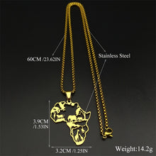 Load image into Gallery viewer, African Map Pendant Necklace - Stainless Steel Golden-Tone Animal &amp; Geometric Design, Intricate Hollow Details, Perfect for Daily Wear or Gifting, Unique Gift Item|Classic Style|Durable Necklace
