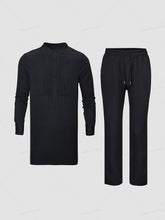 Load image into Gallery viewer, Obsidian Classic Men’s Kaftan Set – Modern Long Sleeve Traditional Wear
