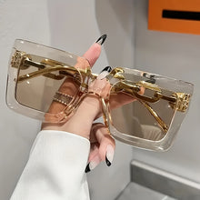 Load image into Gallery viewer, Large Square For Women Luxury Chain Temple Fashion Mirrored Sun Shades For Vacation Beach Party
