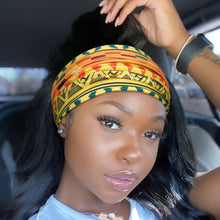 Load image into Gallery viewer, 4pcs Polyester Wide Headbands for Women, Bohemian Sports, African Knot Design, Non-Slip Yoga Headband for Normal Hair
