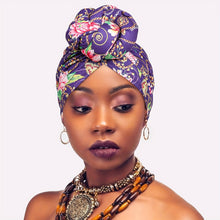 Load image into Gallery viewer, Awegeo Luxury Shower Cap for Women - Unscented, Hand-Tied Knot, Fashionable African Print Turban - Versatile for Daily Use, Comfortable &amp; Breathable High-Quality Head Wrap (1-Pack)
