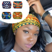 Load image into Gallery viewer, 4pcs Polyester Wide Headbands for Women, Bohemian Sports, African Knot Design, Non-Slip Yoga Headband for Normal Hair
