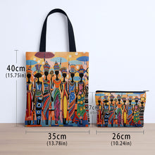 Load image into Gallery viewer, 2pcs African Ethnic Pattern Tote Bag Set, Includes Large Capacity Tote Bag and Coin Purse Two-Piece Set. Multifunctional Travel Shopping Shoulder Bag and Makeup Bag, Suitable for Travel, Shopping, and Commuting
