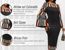 Load image into Gallery viewer, African Dresses For Women Bell Sleeve Print Casual Dress Elegant Nigerian Bodycon Pencil Attire
