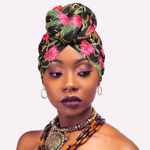 Load image into Gallery viewer, Awegeo Luxury Shower Cap for Women - Unscented, Hand-Tied Knot, Fashionable African Print Turban - Versatile for Daily Use, Comfortable &amp; Breathable High-Quality Head Wrap (1-Pack)
