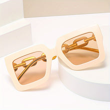 Load image into Gallery viewer, Large Square For Women Luxury Chain Temple Fashion Mirrored Sun Shades For Vacation Beach Party
