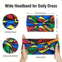 Load image into Gallery viewer, 4pcs Polyester Wide Headbands for Women, Bohemian Sports, African Knot Design, Non-Slip Yoga Headband for Normal Hair
