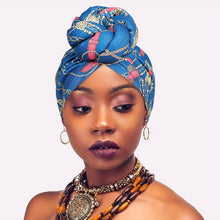 Load image into Gallery viewer, Awegeo Luxury Shower Cap for Women - Unscented, Hand-Tied Knot, Fashionable African Print Turban - Versatile for Daily Use, Comfortable &amp; Breathable High-Quality Head Wrap (1-Pack)
