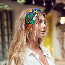 Load image into Gallery viewer, 4pcs Polyester Wide Headbands for Women, Bohemian Sports, African Knot Design, Non-Slip Yoga Headband for Normal Hair
