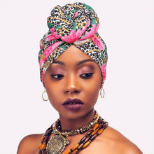 Load image into Gallery viewer, Awegeo Luxury Shower Cap for Women - Unscented, Hand-Tied Knot, Fashionable African Print Turban - Versatile for Daily Use, Comfortable &amp; Breathable High-Quality Head Wrap (1-Pack)
