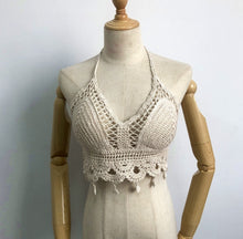 Load image into Gallery viewer, summer holiday beach camis lady sexy tassels crochet camisole women sexy tassels bikini camis female crochet halter bikini tops
