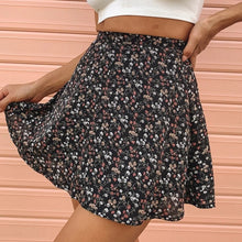 Load image into Gallery viewer, Summer new women' floral print skirt high waist umbrella mini skirt Female invisible zipper chiffon print short skirt women 2022
