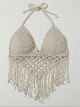 Load image into Gallery viewer, summer holiday beach camis lady sexy tassels crochet camisole women sexy tassels bikini camis female crochet halter bikini tops

