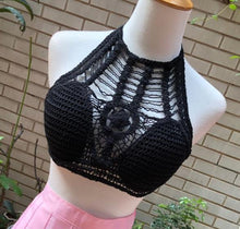 Load image into Gallery viewer, summer holiday beach camis lady sexy tassels crochet camisole women sexy tassels bikini camis female crochet halter bikini tops
