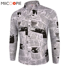 Load image into Gallery viewer, New Arrival Casual Business Plaid Shirts Men Dress Vintage Newspaper Print Long Sleeve Camisa Social Mens Floral Shirts M-3XL
