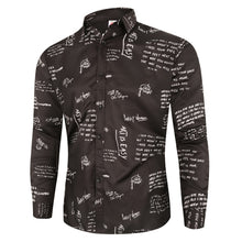 Load image into Gallery viewer, New Arrival Casual Business Plaid Shirts Men Dress Vintage Newspaper Print Long Sleeve Camisa Social Mens Floral Shirts M-3XL
