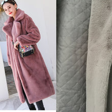 Load image into Gallery viewer, Winter Women High Quality Faux Rabbit Fur Coat Luxury Long Fur Coat Loose Lapel OverCoat Thick Warm Plus Size Female Plush Coats 115
