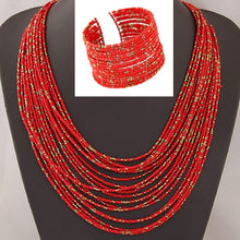 Load image into Gallery viewer, DIEZI African Acrylic Beads Jewelry Sets Bohemia Necklaces Bangles Women Fashion Statement Multilayer Necklace New Jewelry Set 96

