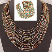 Load image into Gallery viewer, DIEZI African Acrylic Beads Jewelry Sets Bohemia Necklaces Bangles Women Fashion Statement Multilayer Necklace New Jewelry Set 96
