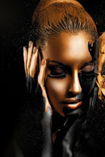 Load image into Gallery viewer, Black Gold Nude African Art Woman Oil Painting on Canvas Cuadros Posters and Prints Scandinavian Wall Picture for Living Room
