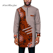 Load image into Gallery viewer, Trendy African Men Clothes Male Long Sleeve Patchwork Dashiki Long Top African Print Causal Wedding African Clothing WYN669
