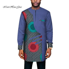 Load image into Gallery viewer, Trendy African Men Clothes Male Long Sleeve Patchwork Dashiki Long Top African Print Causal Wedding African Clothing WYN669
