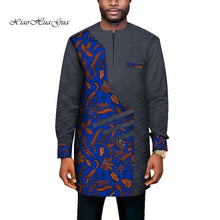 Load image into Gallery viewer, Trendy African Men Clothes Male Long Sleeve Patchwork Dashiki Long Top African Print Causal Wedding African Clothing WYN669

