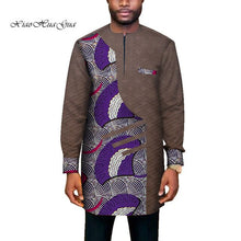 Load image into Gallery viewer, Trendy African Men Clothes Male Long Sleeve Patchwork Dashiki Long Top African Print Causal Wedding African Clothing WYN669
