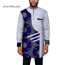 Load image into Gallery viewer, Trendy African Men Clothes Male Long Sleeve Patchwork Dashiki Long Top African Print Causal Wedding African Clothing WYN669
