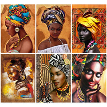 Load image into Gallery viewer, Huacan 5d Diamond Painting African Woman Handmade Gift Embroidery Portrait Farmhouse Home Decor Home Decor
