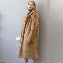 Load image into Gallery viewer, Winter Women High Quality Faux Rabbit Fur Coat Luxury Long Fur Coat Loose Lapel OverCoat Thick Warm Plus Size Female Plush Coats 115
